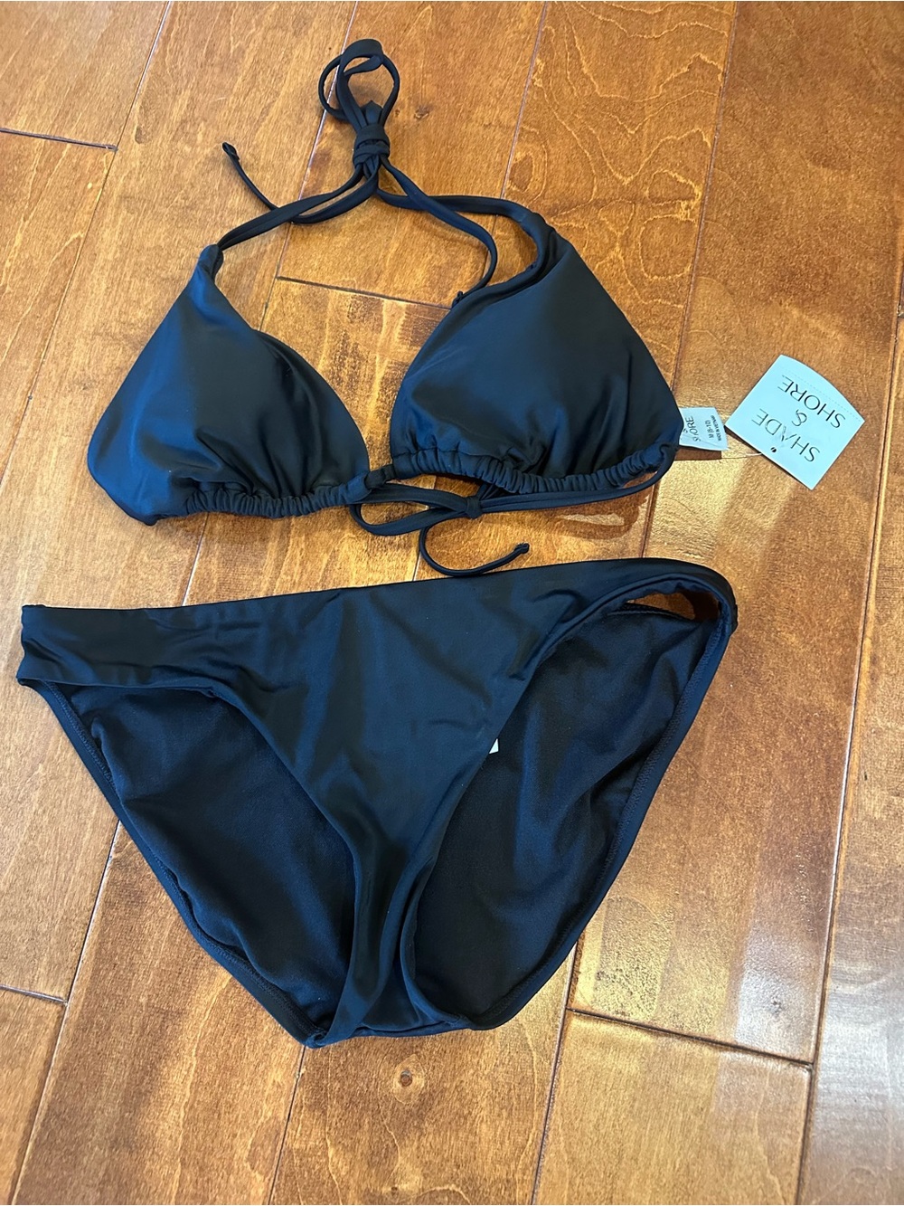 Shade & Shore Black Triangle Tie Bikini Set